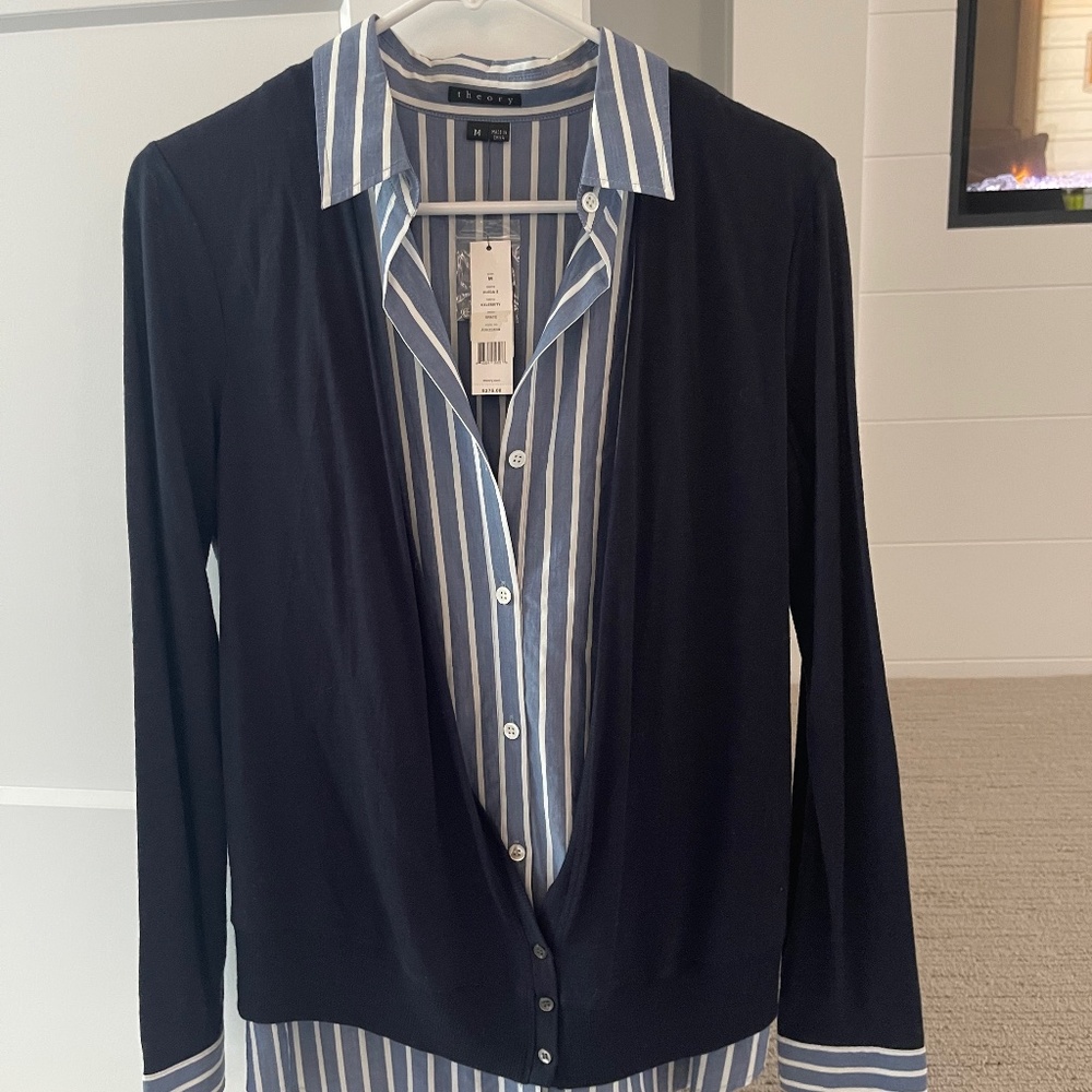 THEORY Jileda Double Layer Top Sz M NWT $275!! - Picture 1 of 2